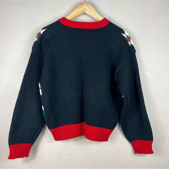 Vintage 90’s Cropped Hearts Button Down Black & Red Sweater - Picture 5 of 5